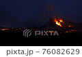 Fagradalsfjall volcanic eruption at night in Reykjanes peninsula around 40 kilometres from Reykjavik, Iceland 76082629