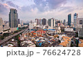 day to night time lapse of modern skyline office, condo, and apartment in downtown business zone in Bangkok Capital city of Thailand, with traffic transportation before sunset and city light 76624728