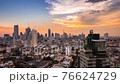 day to night time lapse of modern skyline office, condo, and apartment in downtown business zone in Bangkok Capital city of Thailand, with traffic transportation before sunset and city light 76624729