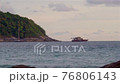 Yachts, Harbor and mountains in background sea coast. Amazing summer travel vacation beach background. Nature background. Amazing with green mountains sea yachts. Nature blue sky, seascape 76806143