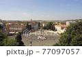 Panorama of People's Square from Terrace of the Pincio. Unrecognizable tourists walking down plaza 77097057