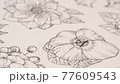 Female artist draws a composition of flowe on a table. Hands close up 77609543