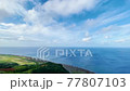 [Okinawa material] A PAN shot of the blue sky and blue sea from left to right 77807103