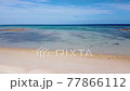[Drone aerial view] A cut taken from the white sand beach of Okinawa toward the cobalt blue sea 77866112