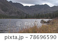 Autumn mountain lake with ripples on surface 78696590