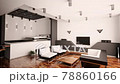 Modern living room and bedroom interior design 3d animation 78860166