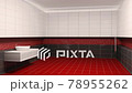 Modern interior design of bathroom with red, white and black tiles interior creation. 3d animation 78955262