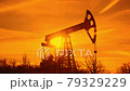 silhouette of an oil machine. oil pumping rig on the background of the sunset. time-lapse accelerated video High quality 4k footage 79329229