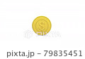 Close up golden coin rotating with shiny reflection, 3d rendering looping animation, business sign and symbol concept, isolated on white background. 79835451