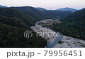 Aerial View Drone Flight Over Fantastic Canyon Mountain River Dramatic Nature Landscape Green Meadows. Hills Pine Tree Forests. FullHD 79956451