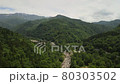 無人機鳥瞰圖 治愈絕景 從白山市鼻子上空俯瞰手取川、白山和別山。 80303502