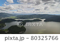 用無人機繞三方湖。三方五子、彩虹線和日本海的景色。三方若狹的街景。 80325766