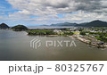 用無人機繞三方湖。三方五子、彩虹線和日本海的景色。三方若狹的街景。 80325767