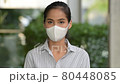 Asian woman wearing face mask to protect from coronavirus Covid-19 80448085