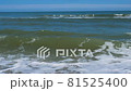 Storm seascape with horizon over water waves in slow motion 81525400