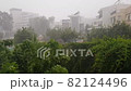 Summer Rainy Day. Heavy rain with huge wind in the town. 82124496