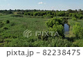 Aerial drone view over summer river Ros quiet water, Ukraine 82238475