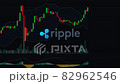 Zoom in of ripple xrp crypto coin token symbol on a growing trading chart video 82962546