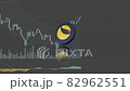 Luna terra crypto token coin symbol on the grey background of a falling graph 82962551