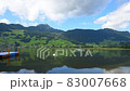 Footage of beautiful mountains landscape with Lake Lauerz and swan in Switzerland Alps 83007668