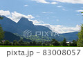 Time lapse beautiful mountains landscape with moving clouds in Switzerland Alps 83008057