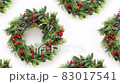 Slow motion of seamless pattern with natural Christmas wreaths. 4k video. 83017541