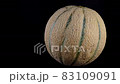 Whole ripe of Cantaloupe melon rotate on white Background. 83109091