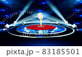 Music Stage Concept Stage podium with moving lights moving microphone and musical notes 83185501