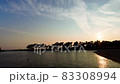 Sunset on Kakogawa / Sea and ripples / Contrails 83308994