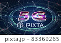 5G network wireless internet Wi-fi connection. 5G connectivity of digital data and futuristic information. Abstract hi-speed internet of things IOT  big data cloud computing. 3D Rendering 83369265