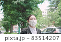 マスクをつけて街を歩くスーツ姿の若い女性 83514207
