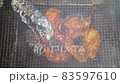 Closeup of glowing coal in metal grill in an evening 83597610