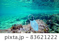 Mask underwater as a symbol of the new lockdown at seaside resorts 83621222