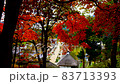 日本の秋の原風景　紅葉の名所福島県大内宿の美しい紅葉 83713393