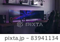 Games room with a cyber gamer computer. 3d animation of neon lighting 83941134