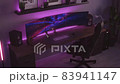 Games room with a cyber gamer computer. 3d animation of neon lighting 83941147