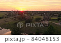 Aerial view of sunset over rural neighborhood in Central Kentucky 84048153