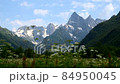 Timelapse of landscape with mountain peaks in summer 84950045