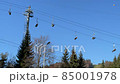 Ski resort, people went down the lift among the forest and mountains. 85001978