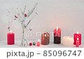 original handmade Christmas tree with snowflakes and berries, white background 85096747