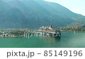 Wonderful view of the city of Kotor and the docked cruise ship in the port, Montenegro. 85149196