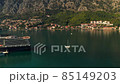 Wonderful view of the city of Kotor and the docked cruise ship in the port, Montenegro. 85149203