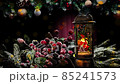 new year christmas footage with santa claus lantern and sparkles  85241573