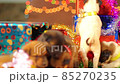 Getting Christmas Dog Present, Xmas Box Decor with Puppies, Birthday surprise Ideas. 85270235