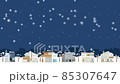 Snowy night, residential area, night sky 85307647