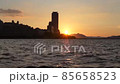 Video scenery of the setting sun and the coast 85658523