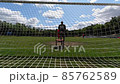 Funny Football: Goalkeeper Playing Sitting on the 85762589