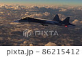 Fifth generation jet plane flies above the clouds 86215412