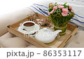 love and breakfast in bed, video congratulations, footage happy valentine's day  86353117