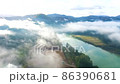 Japan's Dajian Line Railway morning aerial shot 10-1 86390681